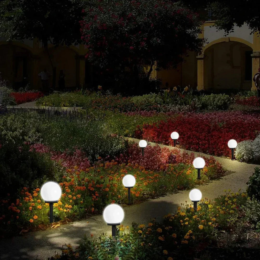 Solar Garden Lights with Waterproof Globe Design