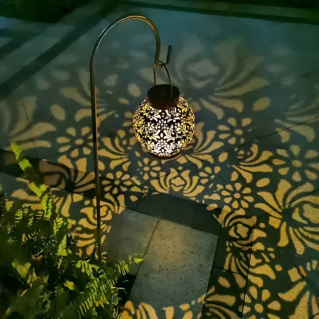 Solar Garden Lantern with Patterned Light Effect