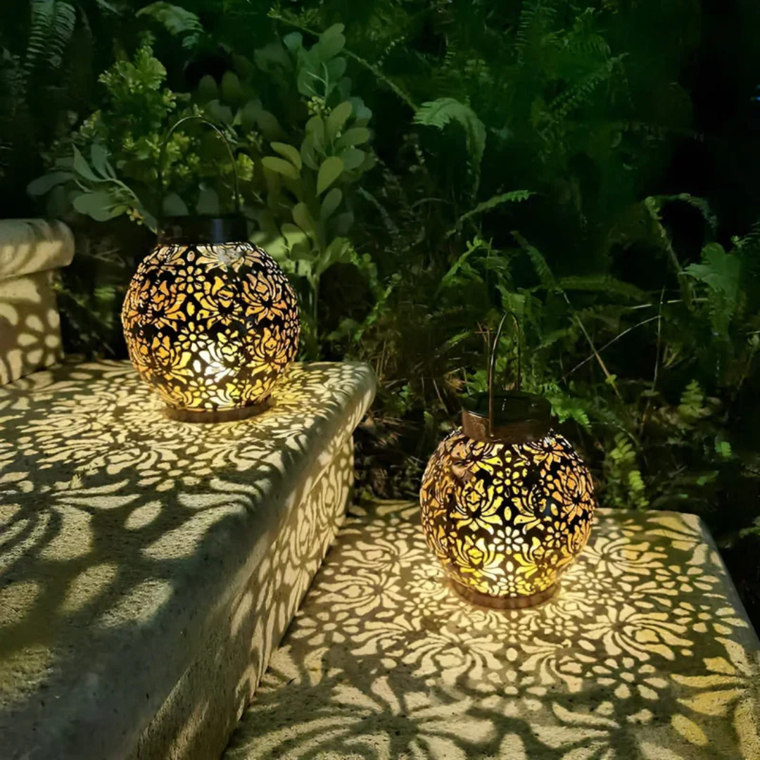 Solar Garden Lantern with Patterned Light Effect