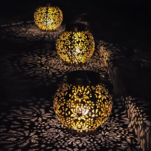 Solar Garden Lantern with Patterned Light Effect