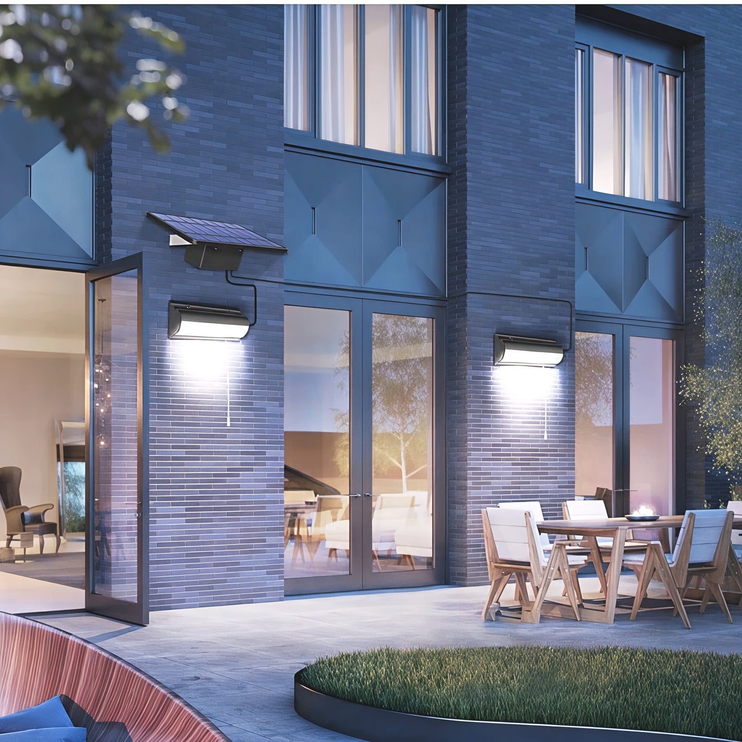 Solar Powered Outdoor Modern LED Wall Light