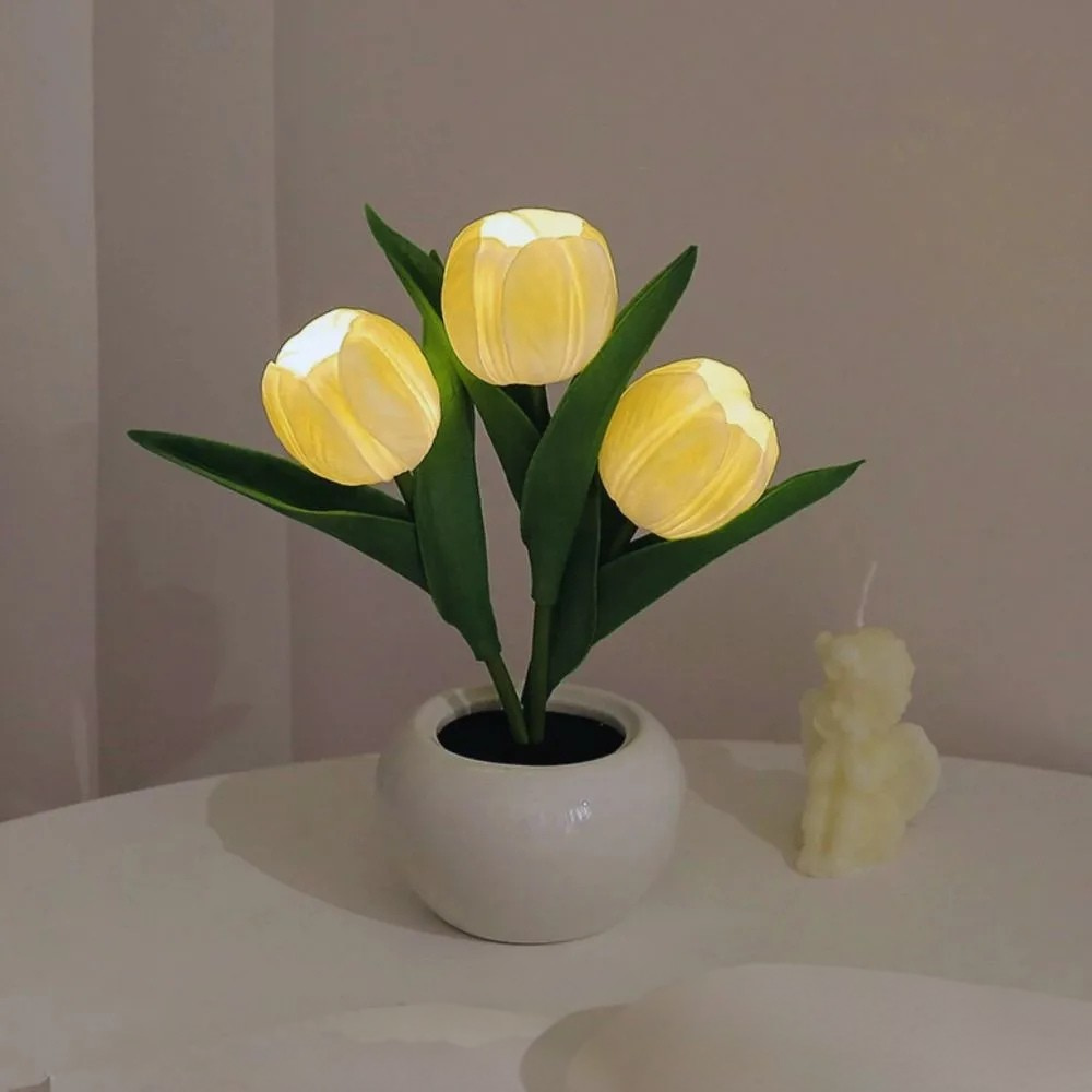 LED Table Lamp Floral Pot Light Decor